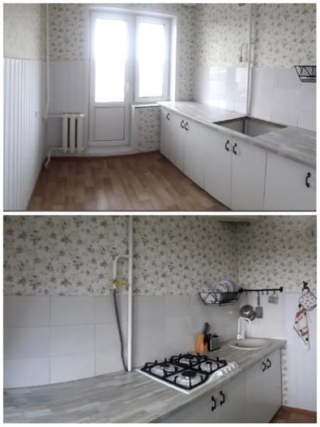 Хрупкая девушка умудрилась сделать капремонт кухни 7 кв.м. всего за 40 тыс. руб.