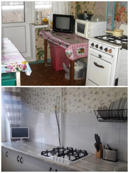 Хрупкая девушка умудрилась сделать капремонт кухни 7 кв.м. всего за 40 тыс. руб.