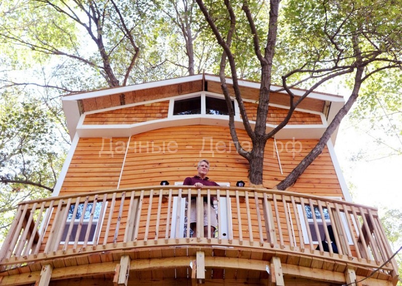 Дед построил своим внукам потрясающий трехэтажный домик на дереве