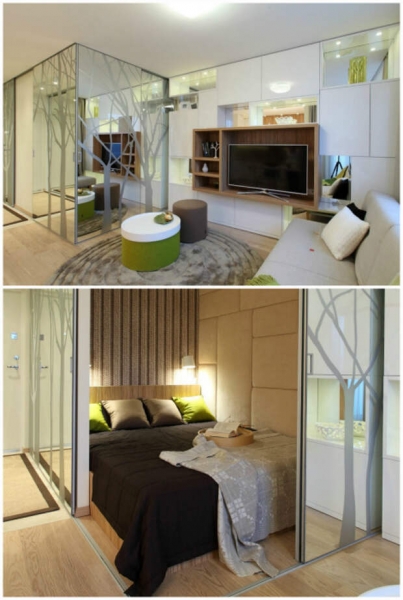 Гениальных идеи стильного и функционального обустройства небольшой однокомнатной квартиры