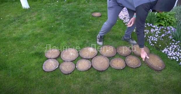 Как сделать круглые плитки из бетона с имитацией поверхности спила дерева