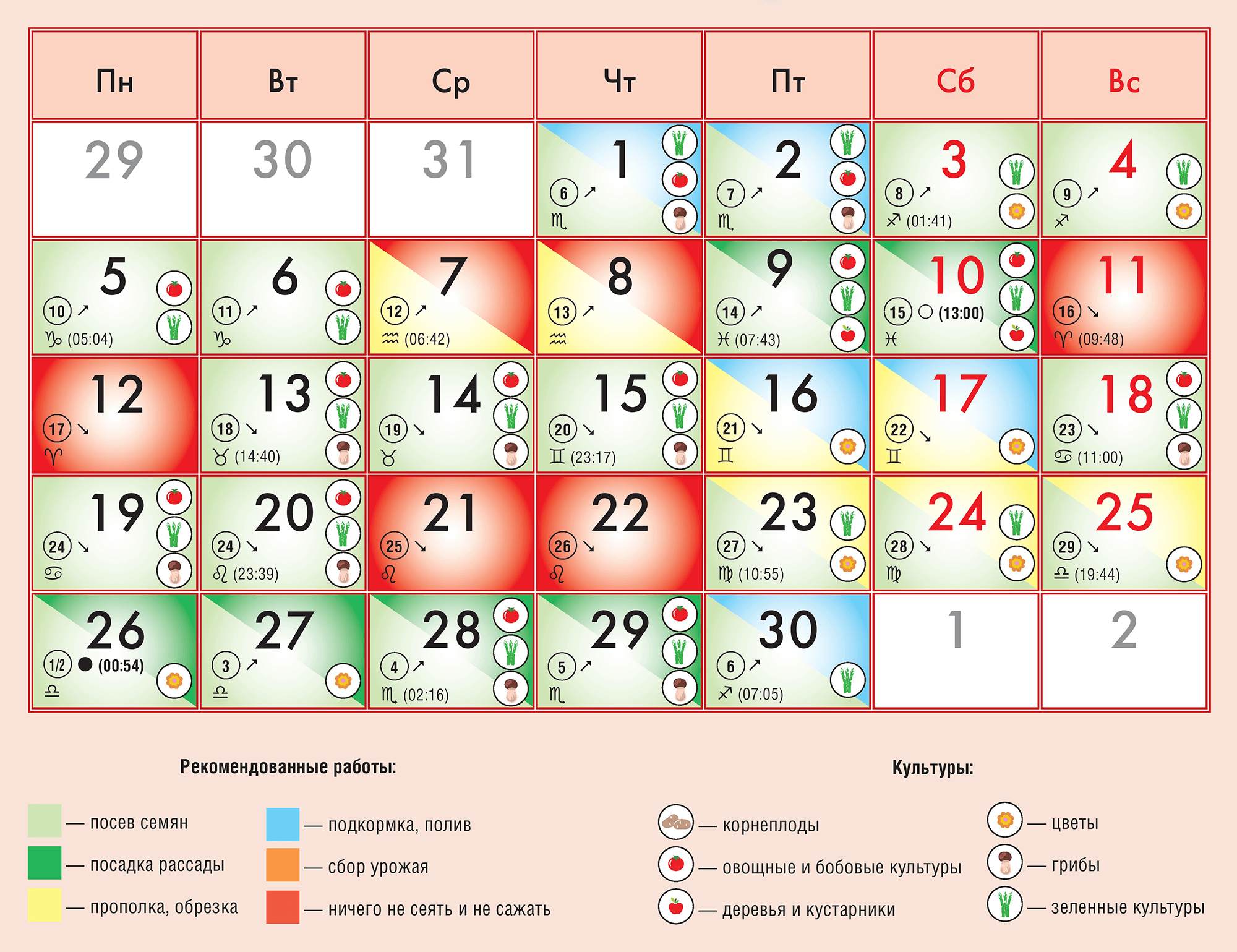 Календарь на 2024 год пересадки цветов